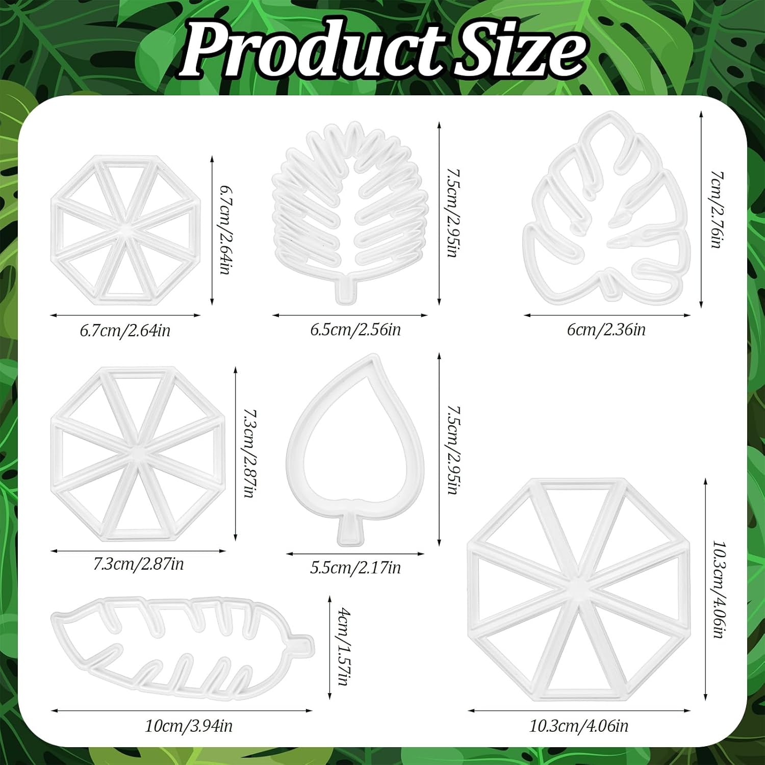 7 Pcs Leaf Cookie Cutter, Hawaiian Palm Leaves Fondant Cutters, Gum Paste Cake Decorating Luau Cake Fondant Decorating Tools for Sugarcraft Candy Holiday Biscuit - Image 3