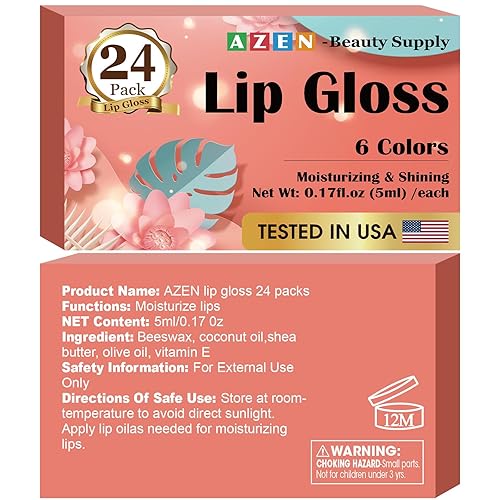 Miniatura 8 de AZEN Juego de 24 unidades de brillo labial, aceite labial color para labios secos y agrietados hidratante y nutritivo con vitamina E