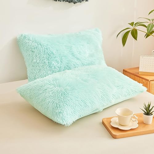 Miniatura 10 de Almohada roja esponjosa, fundas de almohada decorativas suaves de piel sintética roja, fundas de almohada rojas mullidas para dormitorio, fundas de