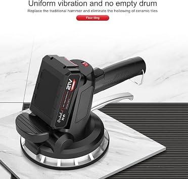 Tile Vibration Tools, 21V Tile Vibration Machine Installation-Tool, 6 Speeds Adjustable Suction Cup Tile Vibration Machine,Automatic Leveling Tile Tiling Machine with Battery
