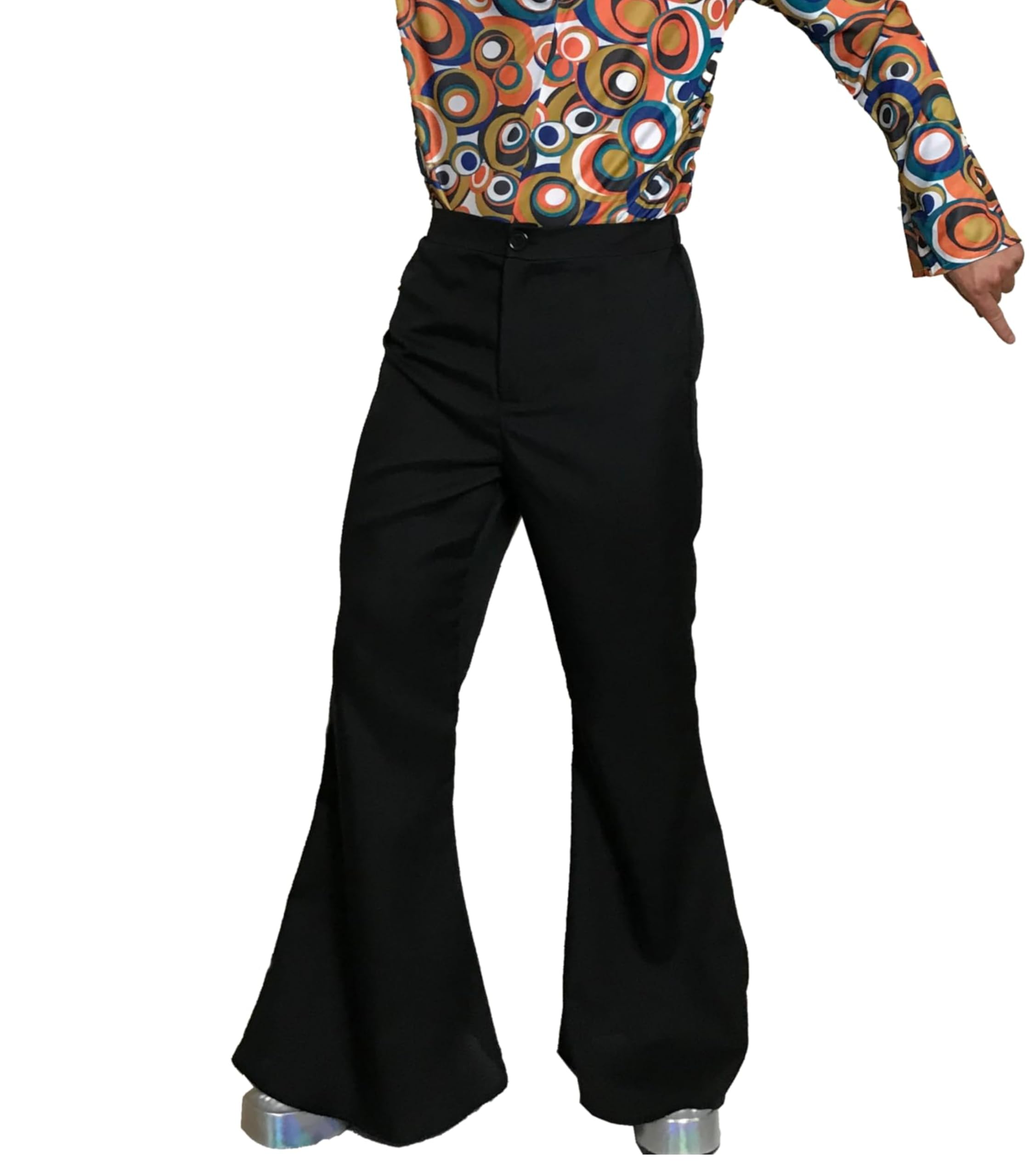 SoWest Men’s 60s 70s Flared Trousers – Retro Disco Fancy Dress Pants for Groovy Theme Parties, Hippie Events & Vintage Dance Nights | Adult Bell Bottom Costume Wear, Black - M — image 1