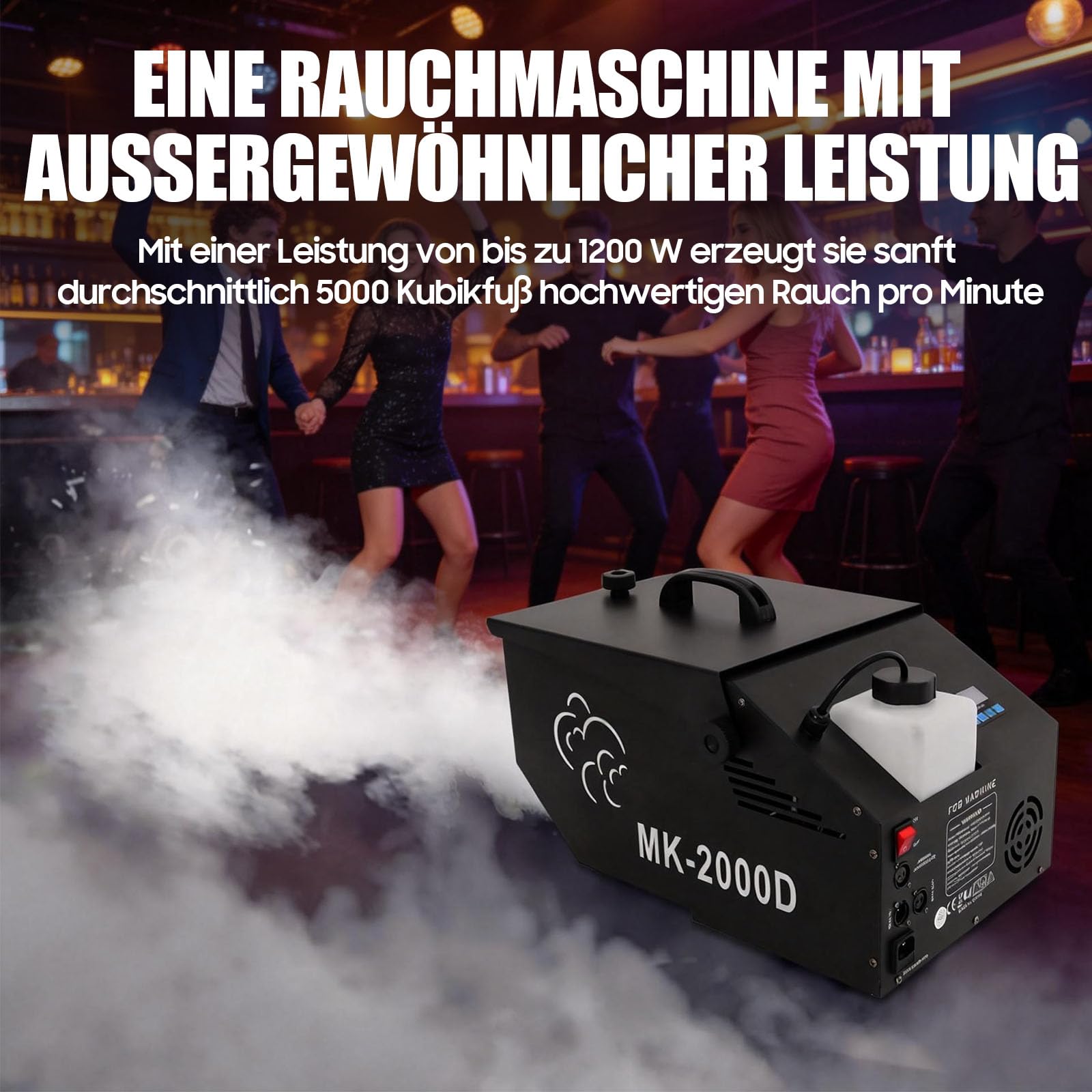 Macchina per la nebulizzazione del pavimento, macchina per il fumo, 1200 W, macchina per la nebbia con telecomando, 4 modalità di controllo