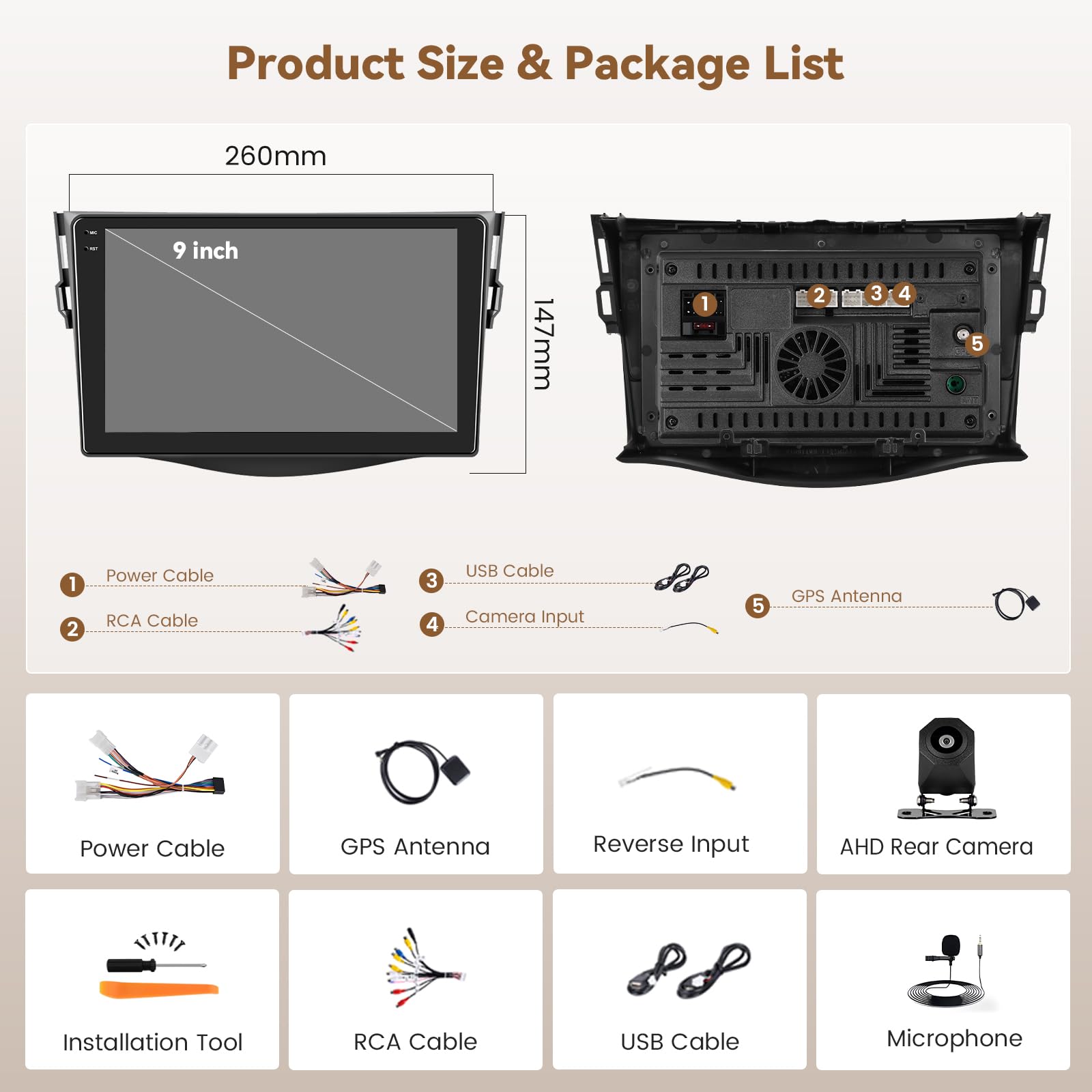 Hikity 4G+64G Android 15 Autoradio 9" pour Toyota RAV4 CarPlay