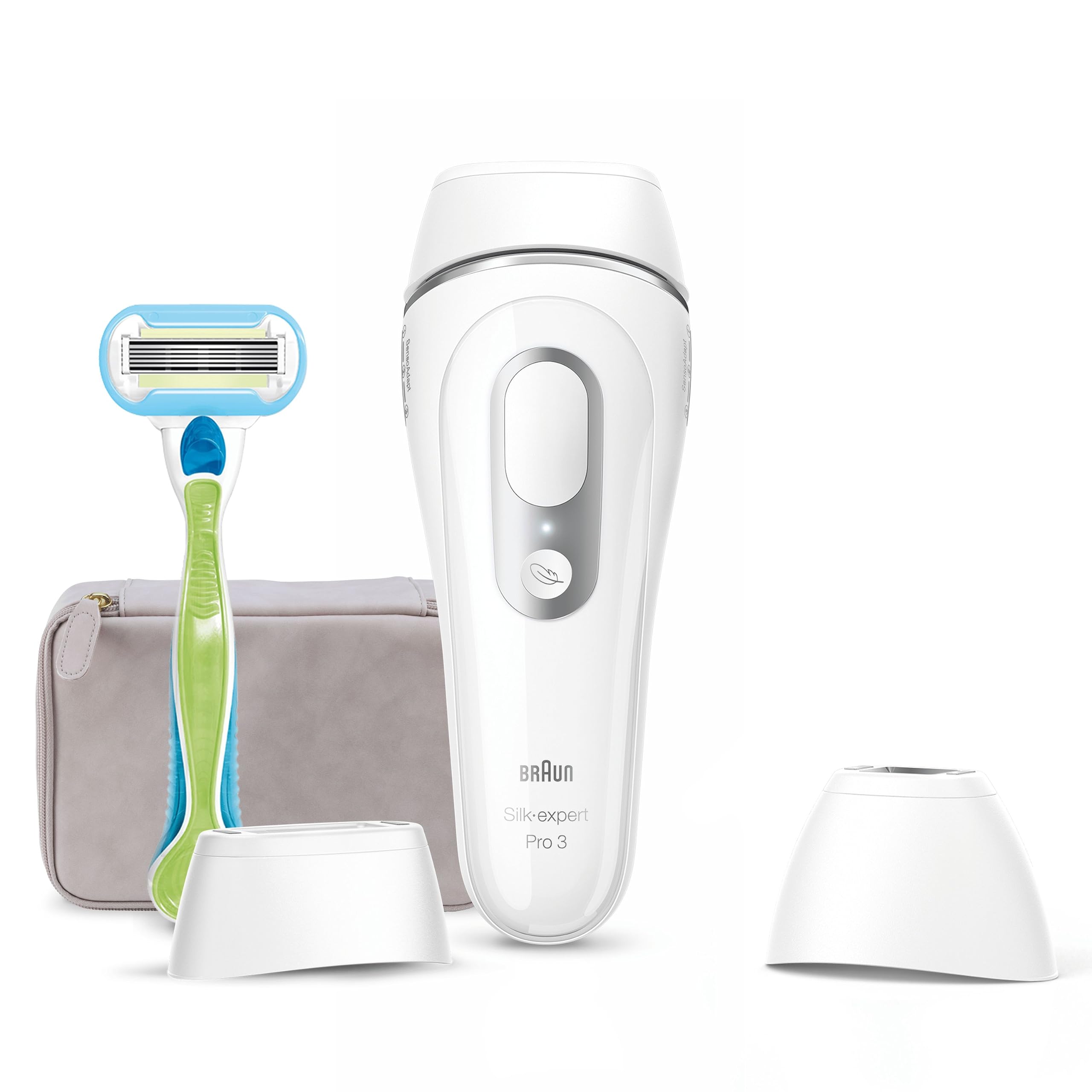 Braun Silk·expert Pro 3 PL3133, Épilateur Lumière Pulsée, Épilation Semi-Définitive À La Maison, Blanc/Argent, Avec Pochette, Tête De Précision Et Rasoir Venus