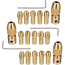 Mesee 3 Sets Small Brass Drill Chuck, Mini Electric Drill Bit Collet Micro Twist Drill Chuck Set with Allen Wrench Fits Most Rotary Tools, 2.35mm Size