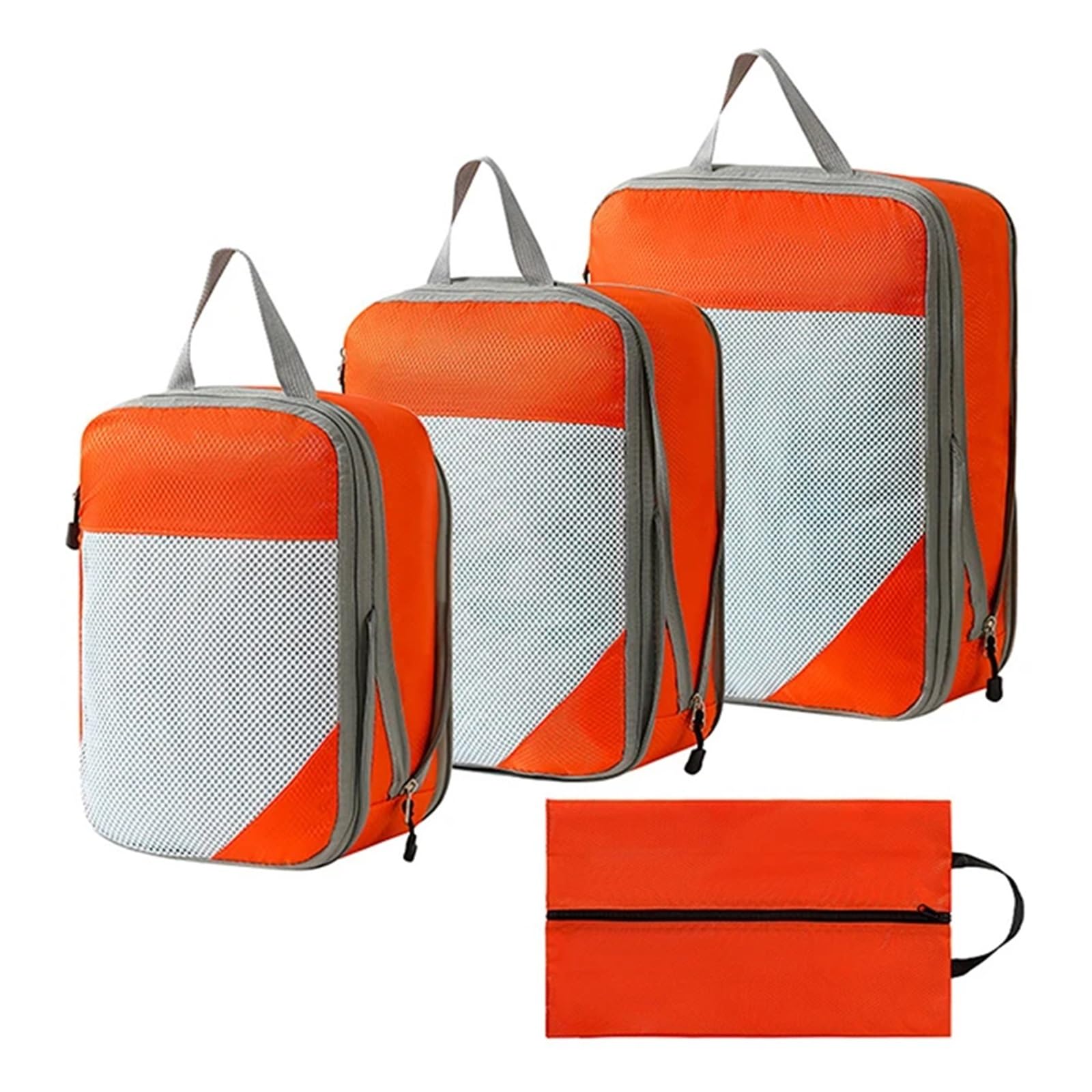 Organizer valigia Set da 4 pezzi di borsa viaggio portatile, impermeabile, for vestiti, scarpe e borse a cubo per le Vacanze(Orange)
