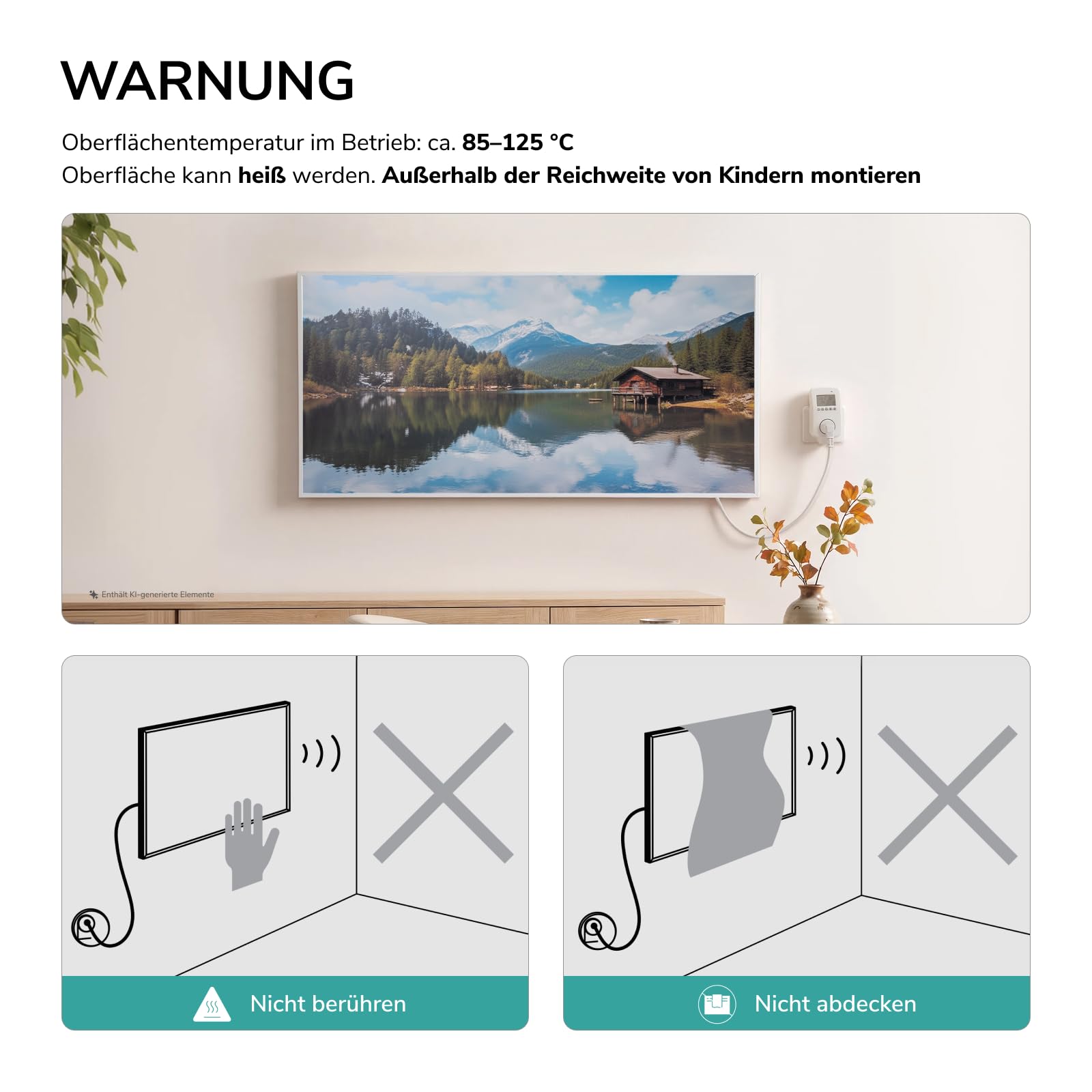 EMKE Infrarotheizung Bild (Berg-Hütte), 1200 W, 1195 × 595 mm