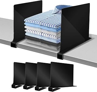 Black 4 PCS Shelf Dividers for Closet Organization Acrylic Clear Closet Shelf Divider for Wooden Shelving Suitable for Woo...