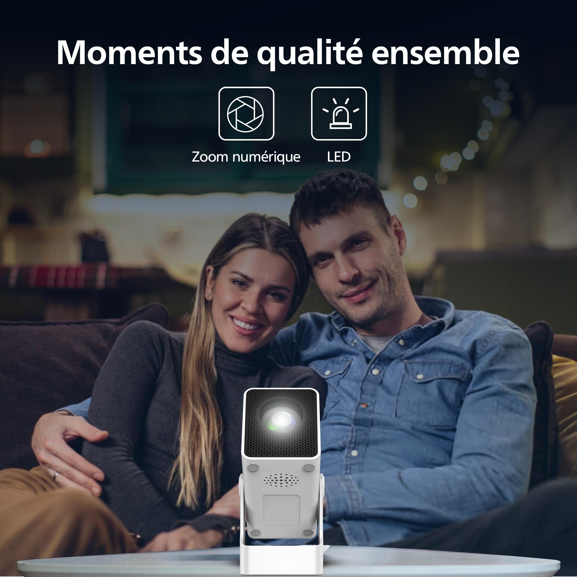 Philips, Neopix 140, Vidéoprojecteur Home cinéma, Résolution 1280x720p, Rotatif à 180 degrés, Mode Miroir, Wi-FI 6, Son Stéréo 2x3 Watts, Blanc