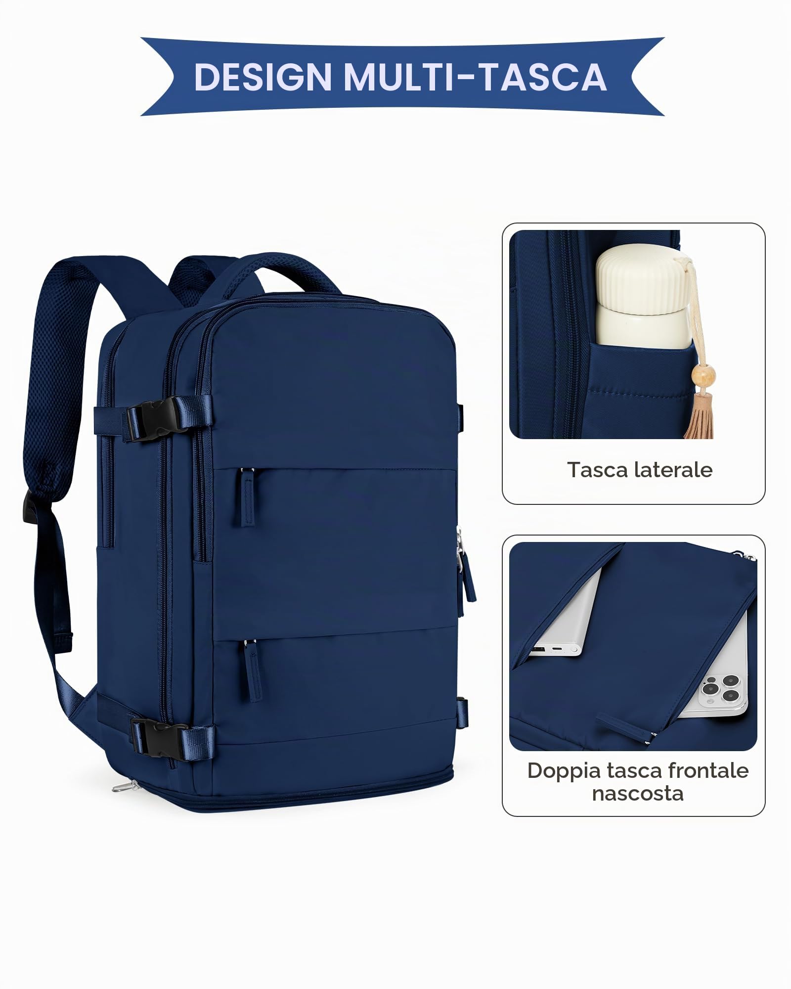 SZLX Zaino Ryanair 40x30x20 Sottovuoto Zaino da Viaggio 40x20x25 Ryanair Wizzair Donna da escursionismo impermeabile Zaino Casual Laptop da 14 Pollici con porta di ricarica USB Scomparto per Scarpe