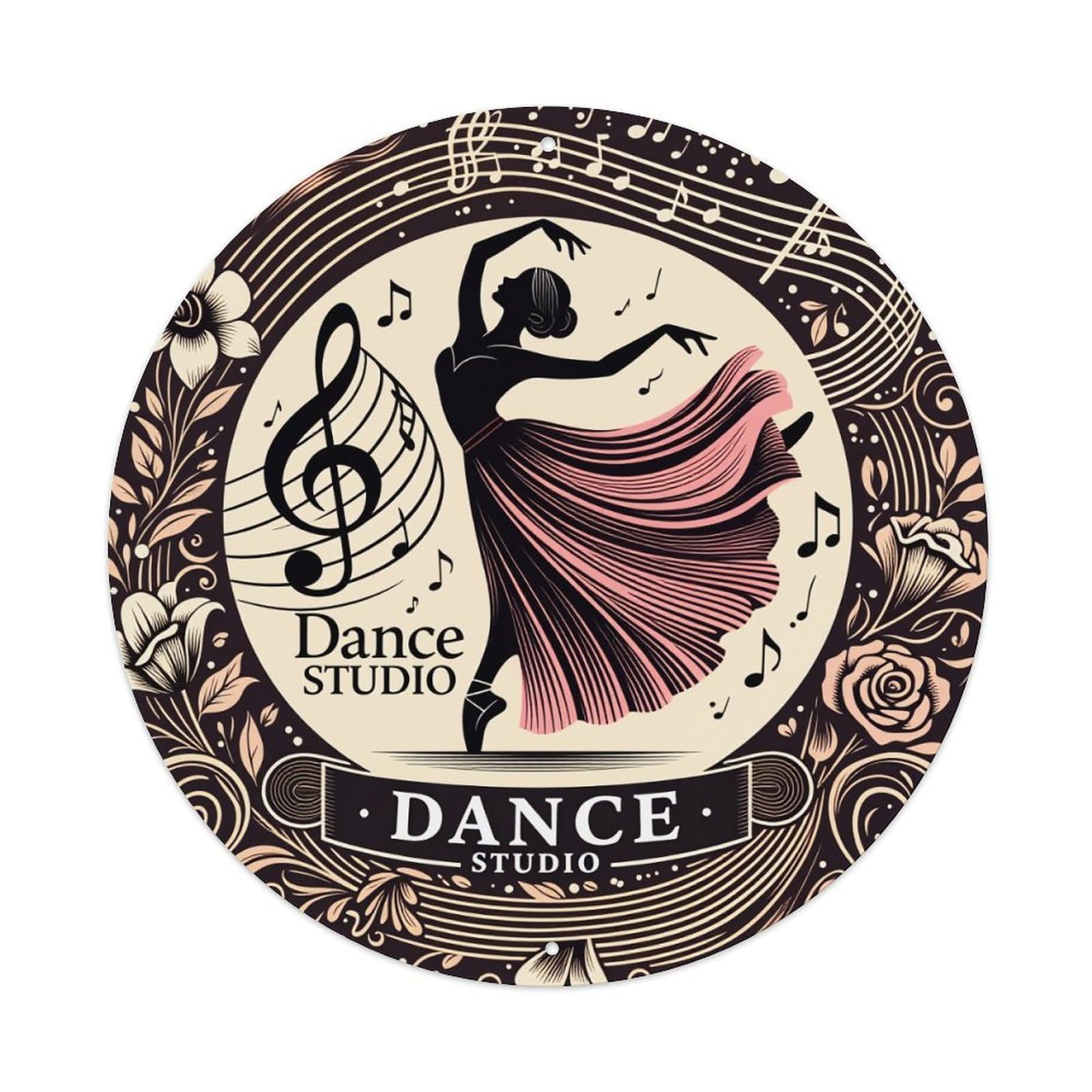 Dancer Music Notes Flowers Dance Metal Tin Sign Vintage Garden Bedroom Cafe Bar Man Cave Home Wall Decor Metal Poster 8x8 inches