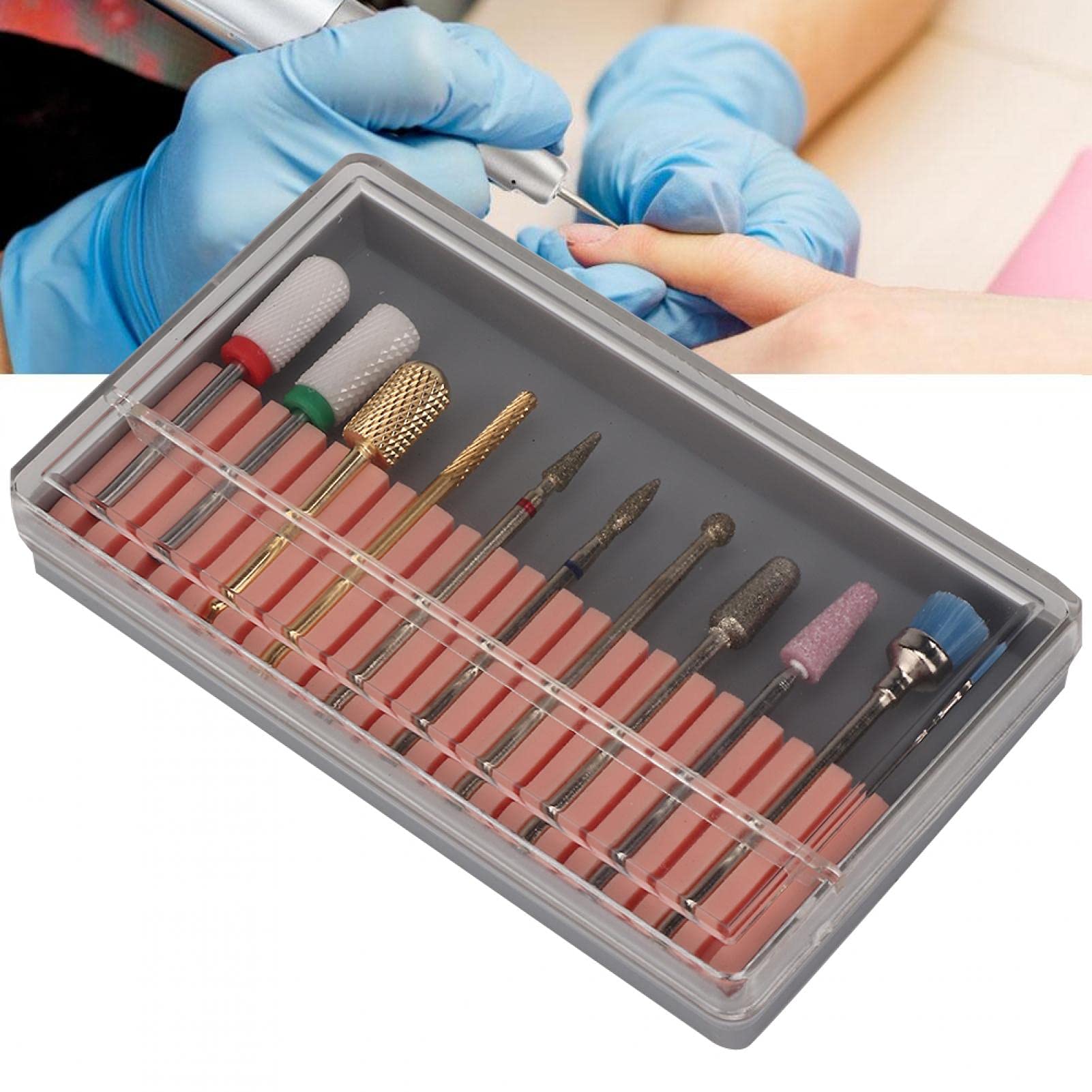 Portable Electric Nail Drill Bit, Nail Grinding Machine Part Sanding for Carving All Gel Nails Natural Nails(Grinding Head Set BH-08)