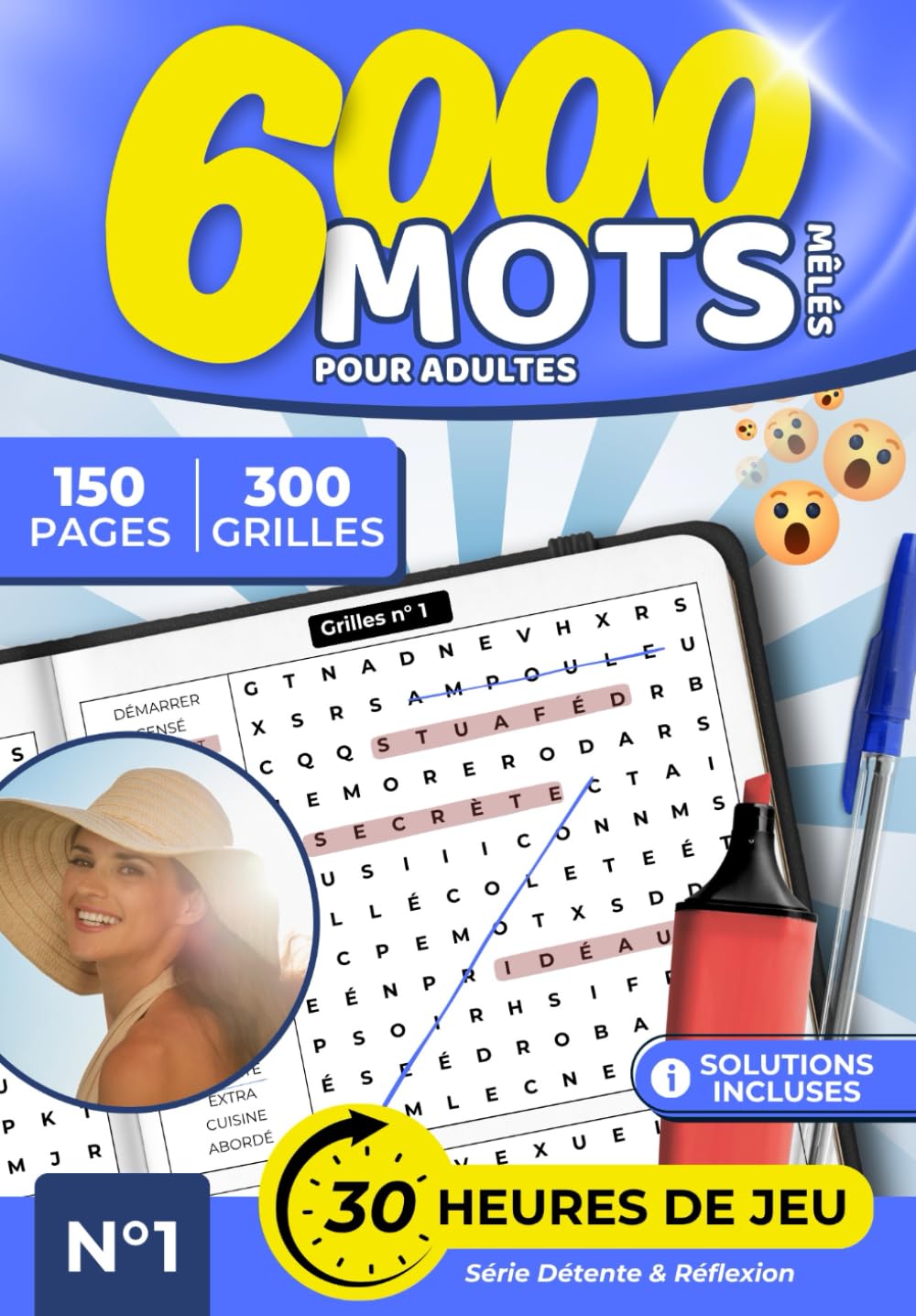 6000 Mots Mêlés pour Adultes – 300 Grilles Niveau Normal, 150 Pages de Jeu + Solutions | Tome 1: Livre de mots mêlés anti-stress pour adultes : ... Normal, Activités Anti-Stress et Jeux de Le)