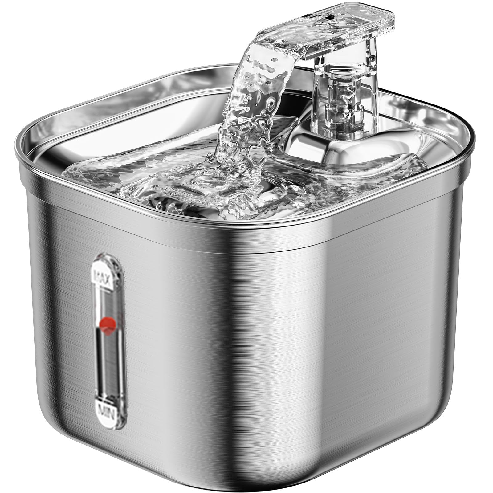 Rantizon Cat Water Fountain, 74oz/2.2L Stainless Steel Pet Water Fountain Dog Water Dispenser, Water Fountain for Cats Inside with Quiet Pump