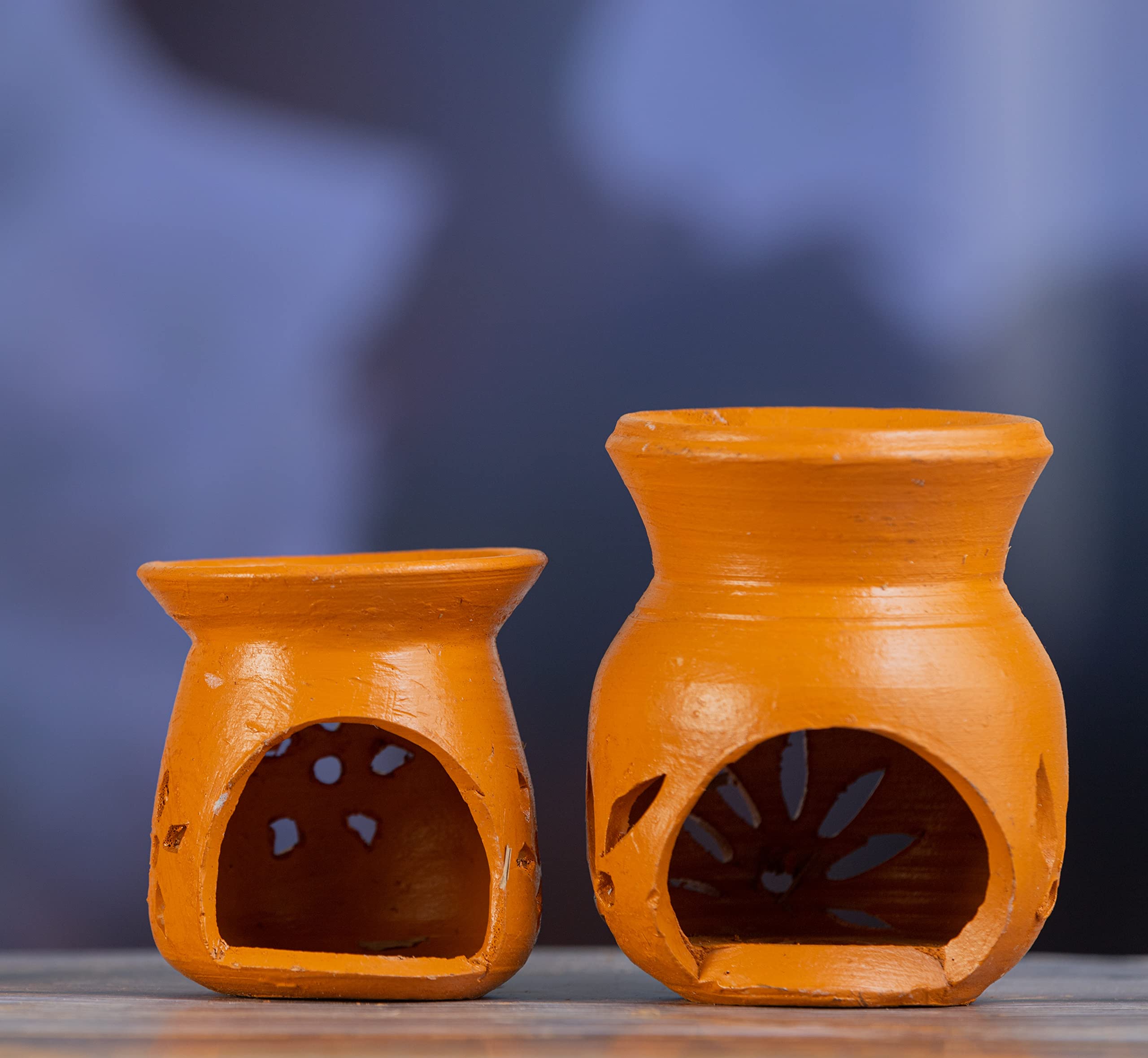Karru Krafft Handcrafted Terracotta Oil Diffuser/Kapoor Burner/Candle Holder Set of 2 for Home Fragrance, Pooja Decor, Diwali Decor, Home Decor,Festive Gifting,(KK-217999OILDIFFUSERSET) - Image 3 thumbnail