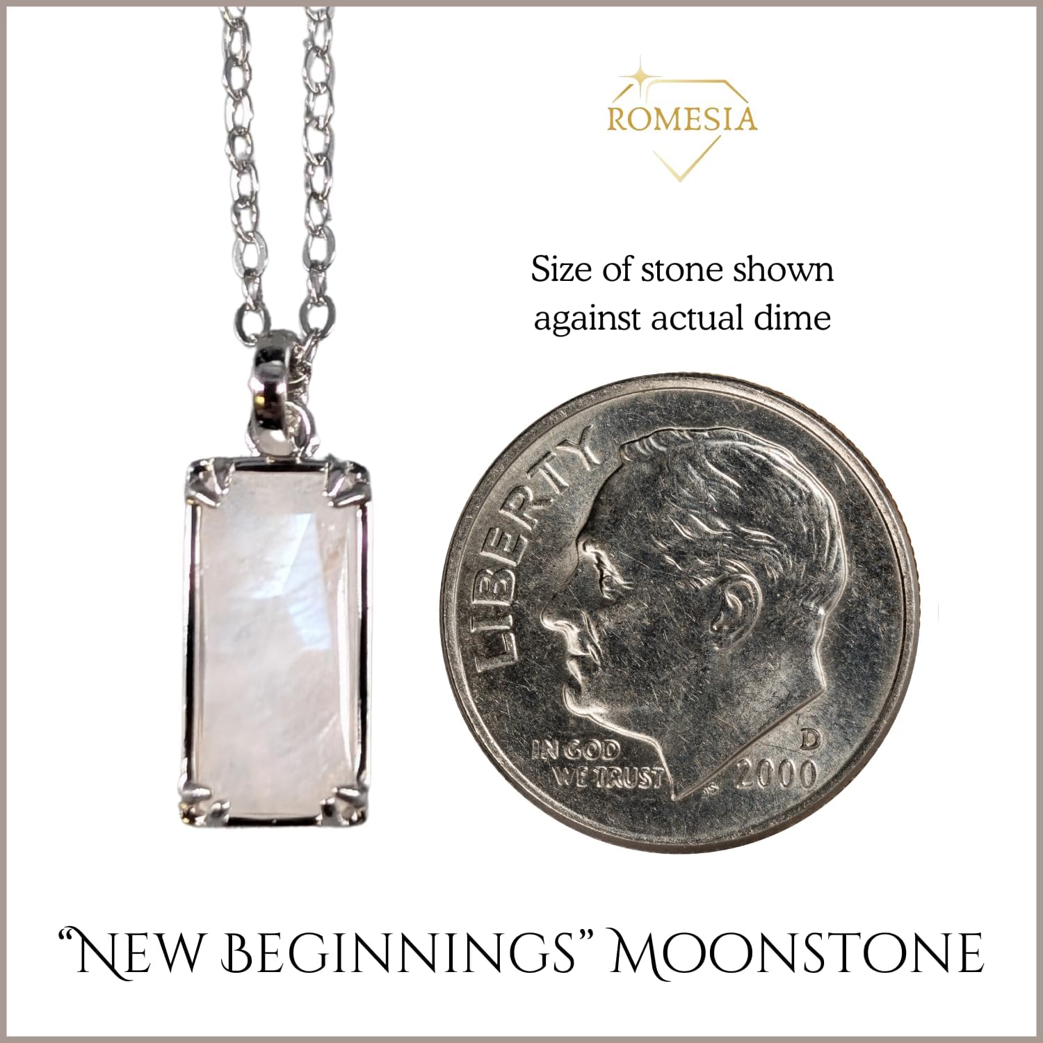 Moonstone Necklace 925 Sterling Silver Necklace for Women. Moonstone Jewelry New Beginnings Gifts for Women. Moon Stone Pendant Meaningful Jewelry - Image 4