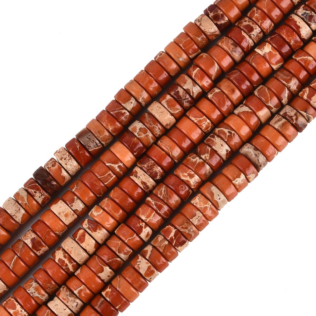 190pcs 4mm*2mm Natural Orange Sea Sediment Imperial Jasper Heishi Disc Gemstone Loose Semi Precious Stone Spacer Beads Jewelry Making Design Crafts 15 Inch - Image 2
