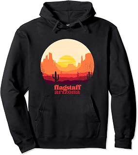 Flagstaff Arizona Desert Illustration Vintage Souvenir Pullover Hoodie