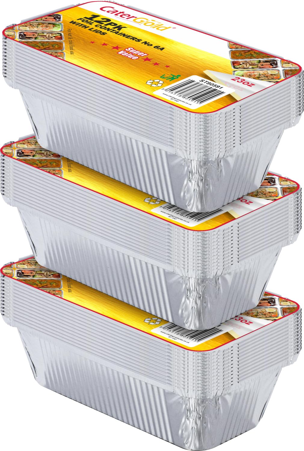 Lavv Housewares Ltd Silver Large Takeaway 800Ml Aluminium Foil Food Containers With Lids 6A 12Pk (3)