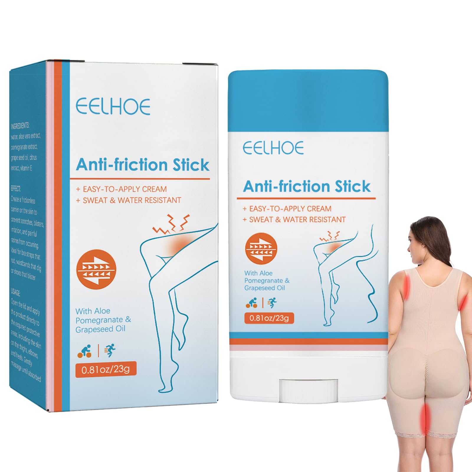Anti Chafe Stick - Anti Chafing Cream - Anti Chafe Balm - Glide Anti Chafing Stick - Thigh Anti Chafe Stick - Running Chafe Stick for Heel, Lower Arm, Thigh Legs, Skin Protection