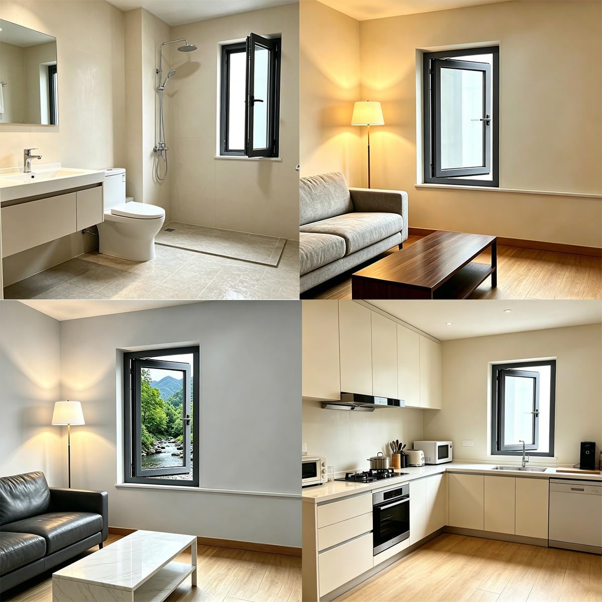 Ventana Abatible de Aluminio para Sótano, Cristal Resistente para Repuesto de Ventana Cobertizo, Buena Ventilación para Dormitorio, Baño y Cocina(R-OP Gray,18x12")