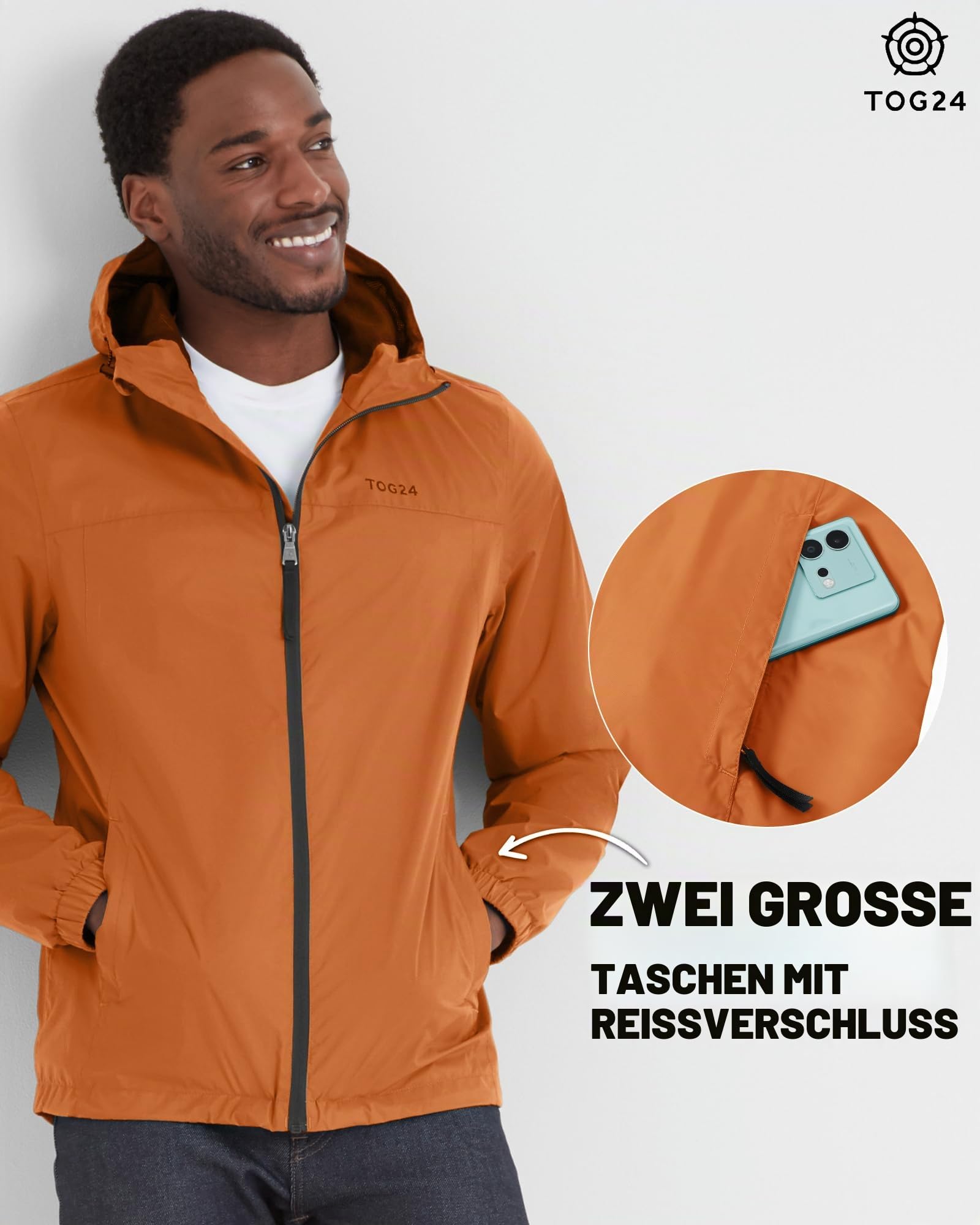 TOG24 Craven Herren Regenjacke Wasserdichte Atmungsaktiv Outdoorjacke Leichte Windjacke Faltbare Regenjacke Für Fahrrad Wandern Lauf