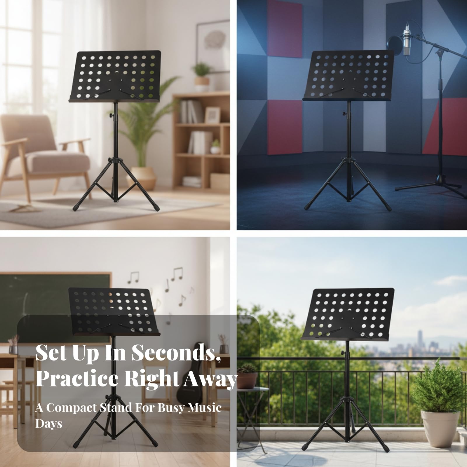Atril Plegable Ajustable | Portátil, Atril para Partituras, Estable, Conciertos, Músicos