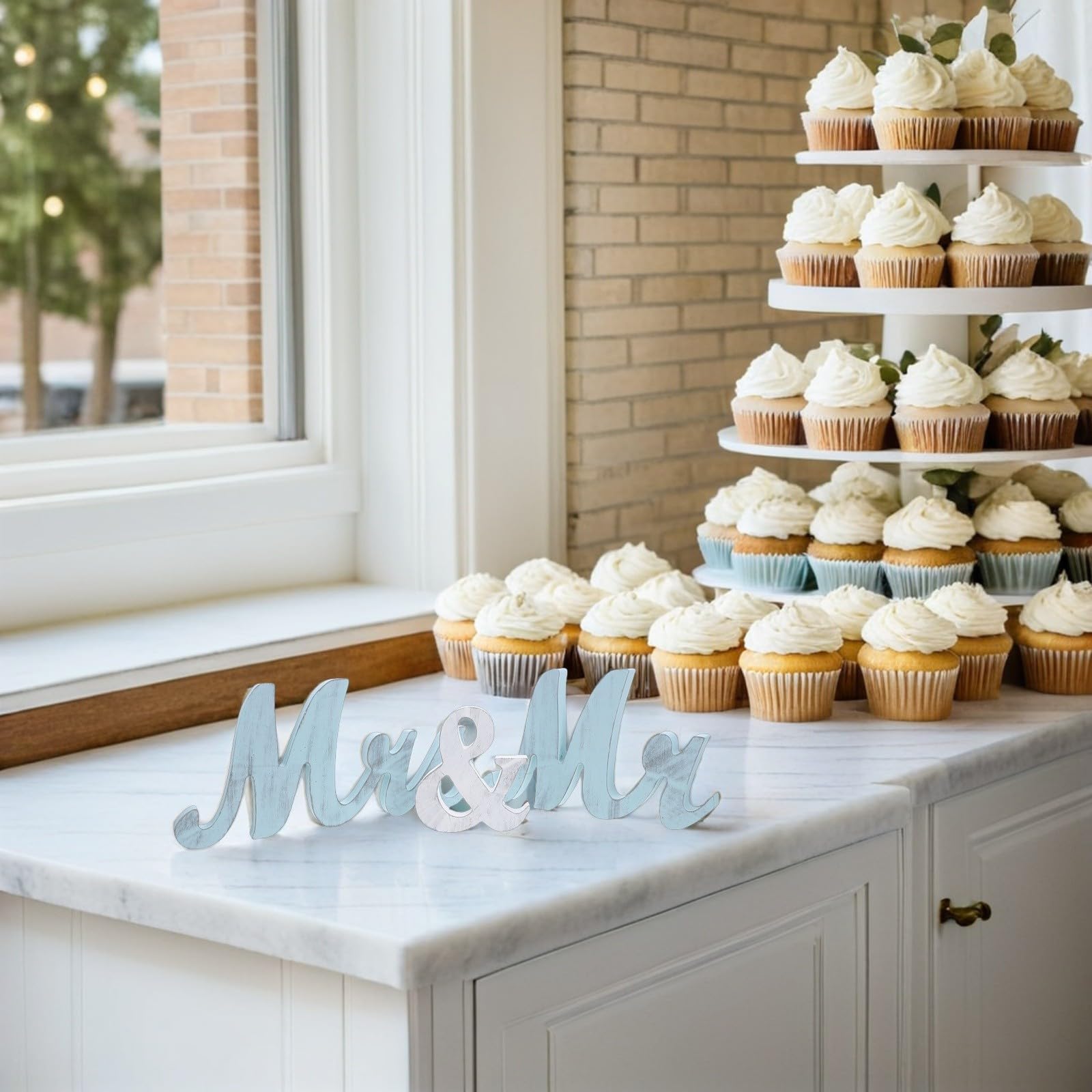 Healvian Decorazione da Tavolo per Matrimonio in Legno Lettere Mr e Mrs, Leggera e Facile da Montare, per Anniversari e Decorazioni Eleganti