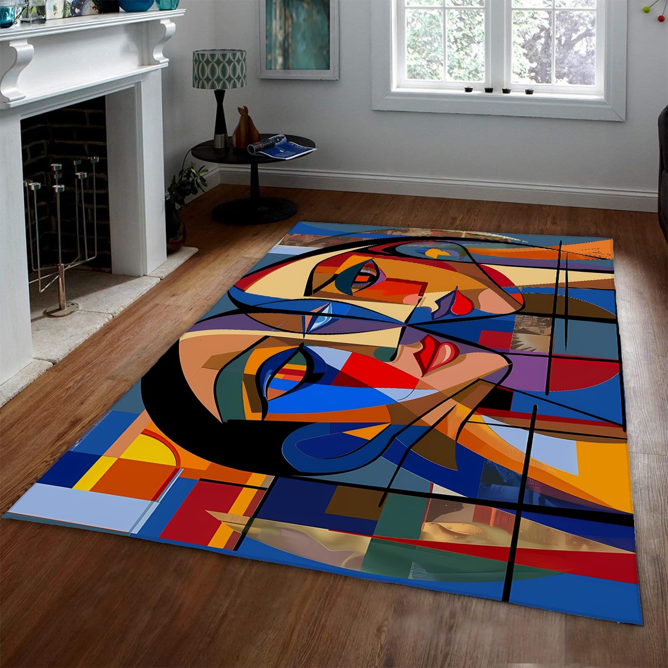 Tapis cubiste coloré pour salon moderne et bureau de style art déco