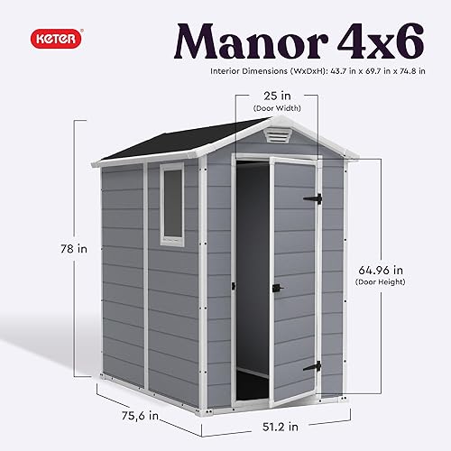 Miniatura 2 de Cobertizo de almacenamiento Keter Manor al aire libre, Gris/Blanco