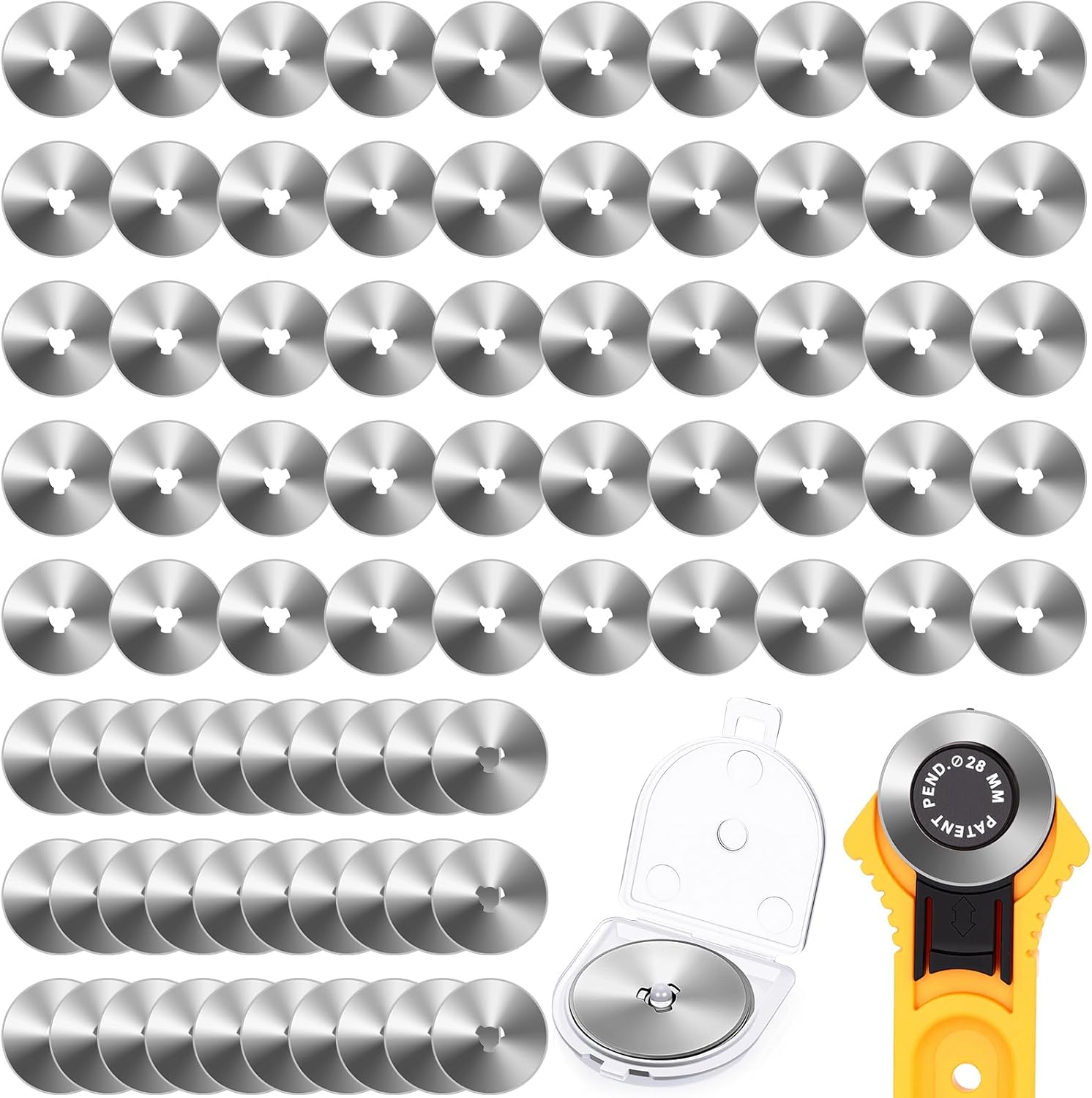 Honoson 80 Pcs 45 mm Rotary Cutter Blades Refill Steel Rotary Cutter Replacement Blades Quilting Supplies for Fabric Arts Crafts Scrapbooking Sewing Cutting Paper