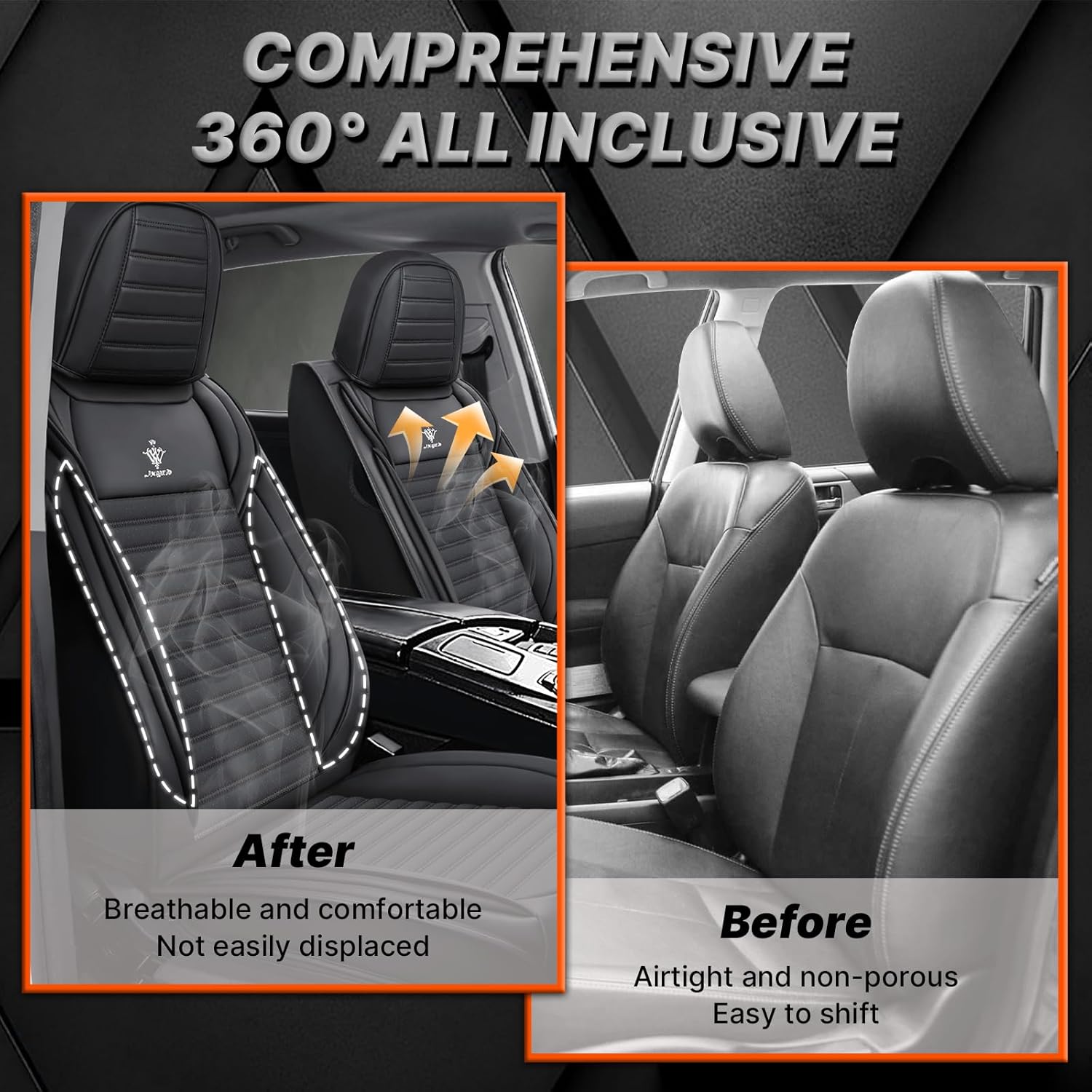 Custom Fit Car Seat Covers for Chevrolet Malibu 2004-2025 Full Set-Breathable Perforated Nappa Leather Seat Protectors, Airbag Compatible, Water-Resistant&Easy to Clean Cushion (Black)