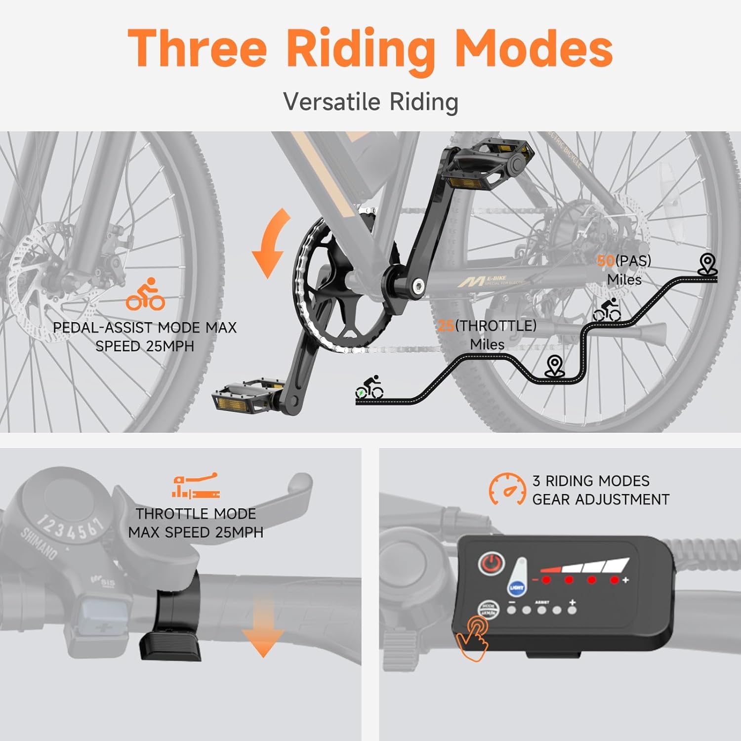 Electric Bike for Adults - 48V Commuter E Bike with 750W Peak Motor, 26" Electric Mountain Bicycle, 374Wh Removable Battery, Up to 20MPH, Front Suspension & Dual Disc Brakes