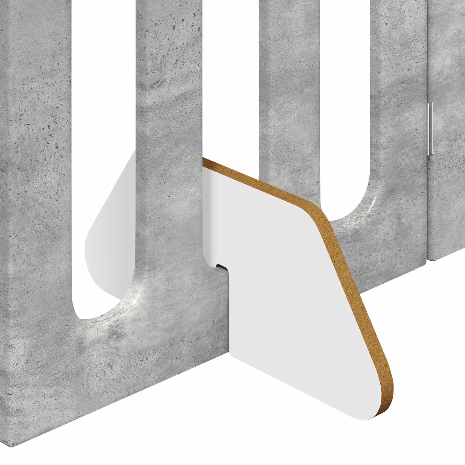 Recinzione pieghevole per animali domestici, in legno, grigio cemento, 201 x 38 x 70 cm, 4 pezzi, pannello pieghevole flessibile con rotazione di 180°, per interni, barriera sicura e