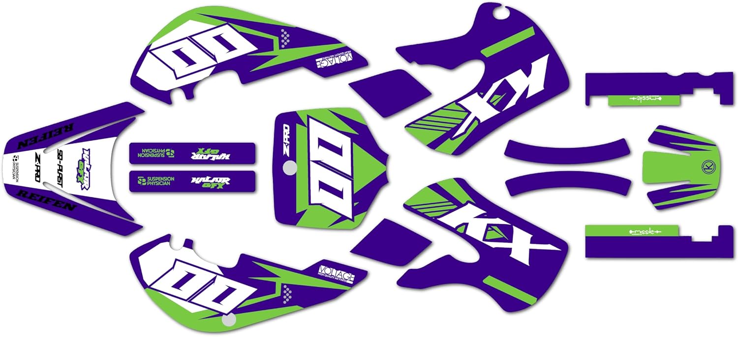 Graphics Kit for Kawasaki KX65 (1999-2024) Turbo Series Purple 21 Mil - Pro Edition - Dirt Pit Bike Motorcycle Stickers, Dirtbike Racing Automotive Decal Motocross Accessories no-Plastics