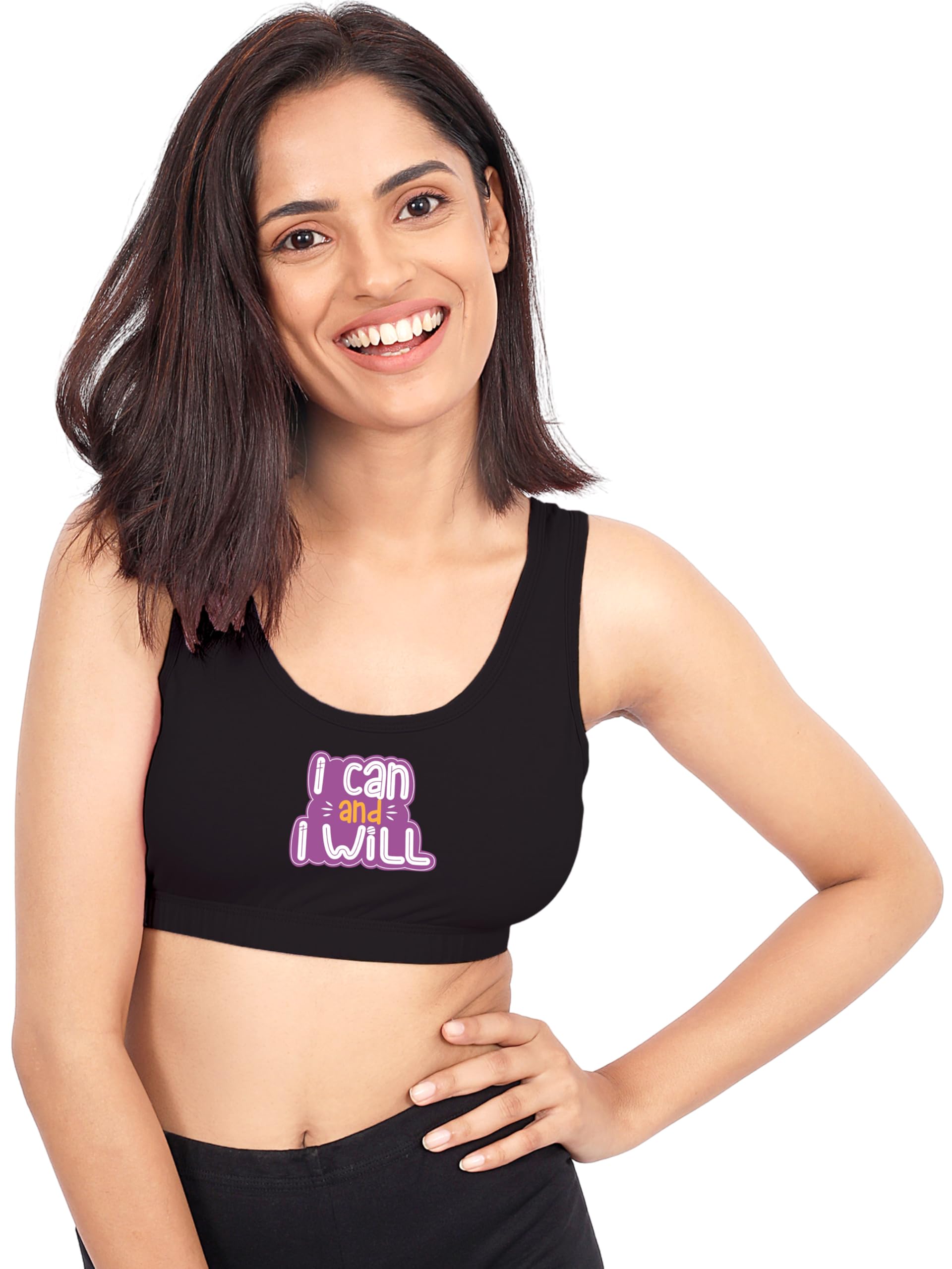 dchica Essentials Double-Layer Cotton Athletic Bras, Non-Padded Non-Wired, Full Coverage Gym Yoga Workout Sports Bra for Women_Pack of 1-picture-22