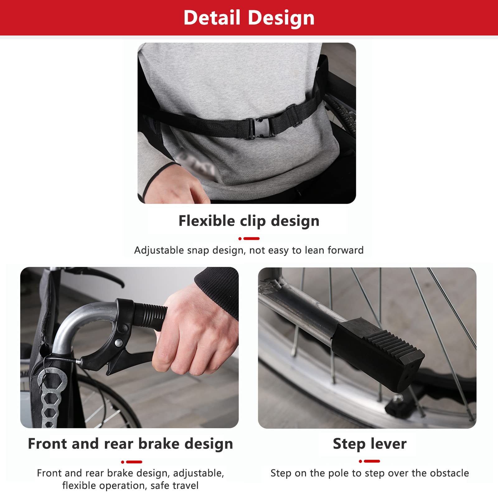 Sedia a rotelle Pieghevole Leggera,Sedia di Trasporto Pieghevole per Adulti,Sedia a rotelle da Trasporto Leggera con Freno a Mano,con Freno a Mano,per Un Comfort Extra,Nero,Black