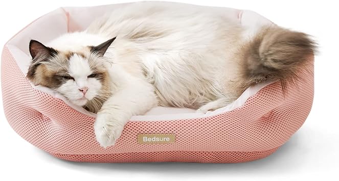 Amazon Bedsure 猫 ベッド 夏用 犬 ペットベッド クッション ひんやり 洗える 角型 楕円型 犬用ソファー 48x38x15cm ペットべっと ピンク Bedsure ベッド クッション 通販