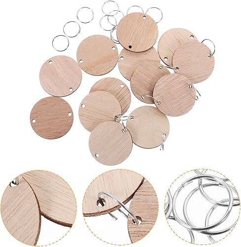 Miniatura 7 de EXCEART Fichas de madera contrachapada, 50 unidades, calendario en blanco, discos de madera redondos para manualidades, calendario, rebanadas de