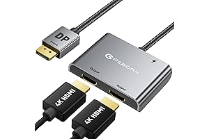 Reborn DisplayPort to Dual HDMI Adapter 4K@60Hz DP to HDMI 1 in...