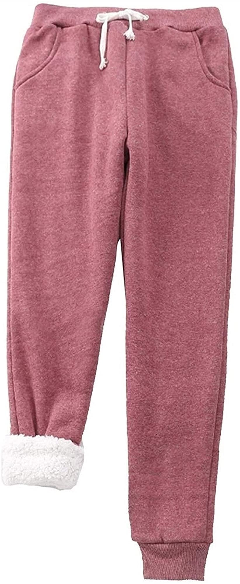 Pantalons De Survêtement pour Femmes avec Intérieur en Polaire Leggings Thermiques Chauds d'hiver Pantalons Survêtement Doublés Pantalons De Sport Pantalons Randonnée en Plein Air Jogging(Red,M)