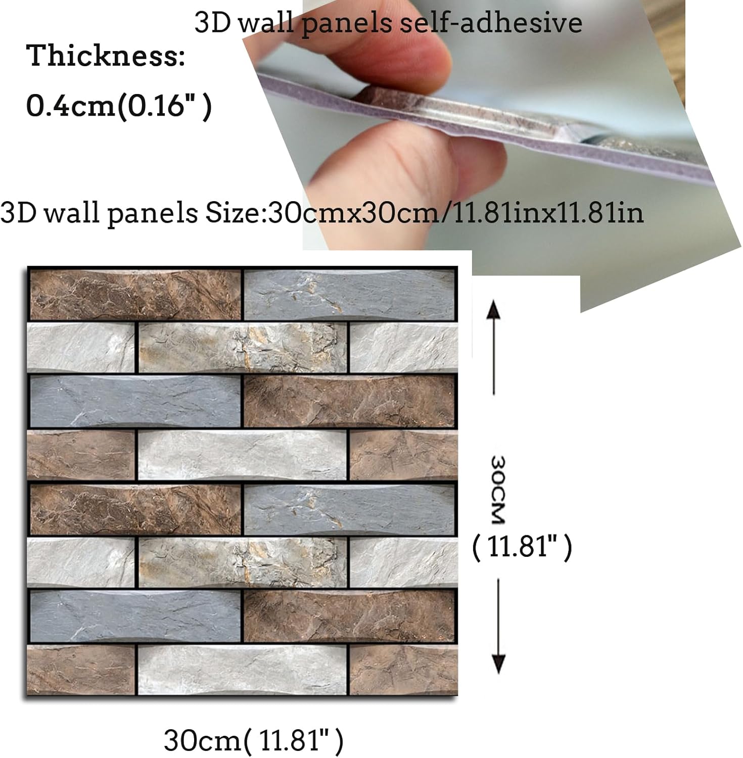 3D Wall Panels Peel and Stick,Faux Brick Wall Panel,10PCS 30x30cm Foam PVC Self Adhesive Wallpaper Application Such as Games Rooms, Offices, Hotels, Living Rooms, bedrooms and Kitchens.