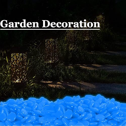 Miniatura 4 de Oubest Piedras brillantes que brillan en la oscuridad, piedras brillantes de larga duración para decoración de jardín, pecera, acuario, decoración
