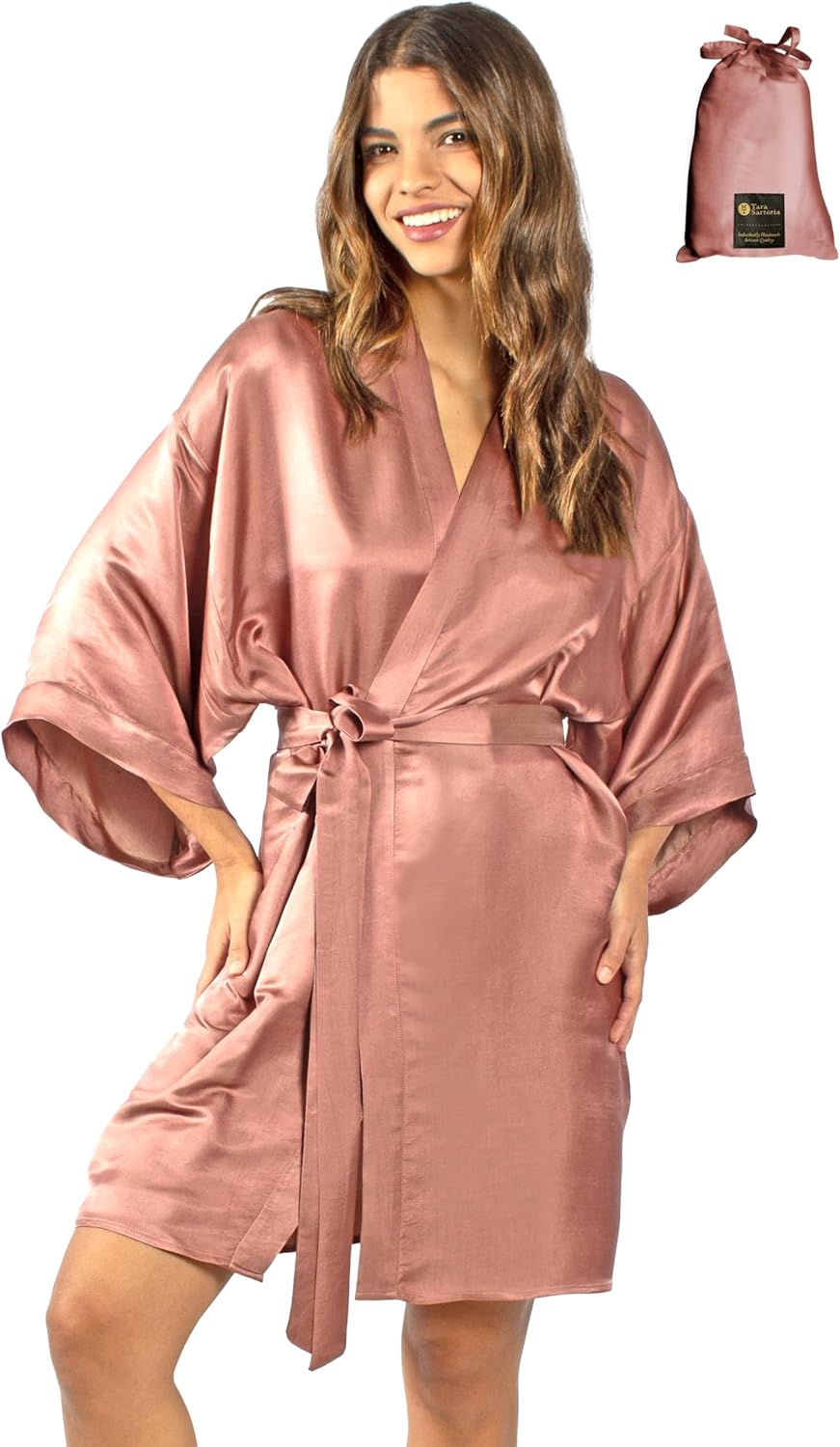 Tara Sartoria Luxury Artisan Silk Kimono Robe for Women, Short, Washable, XS–4XL, Oprah Daily 2025