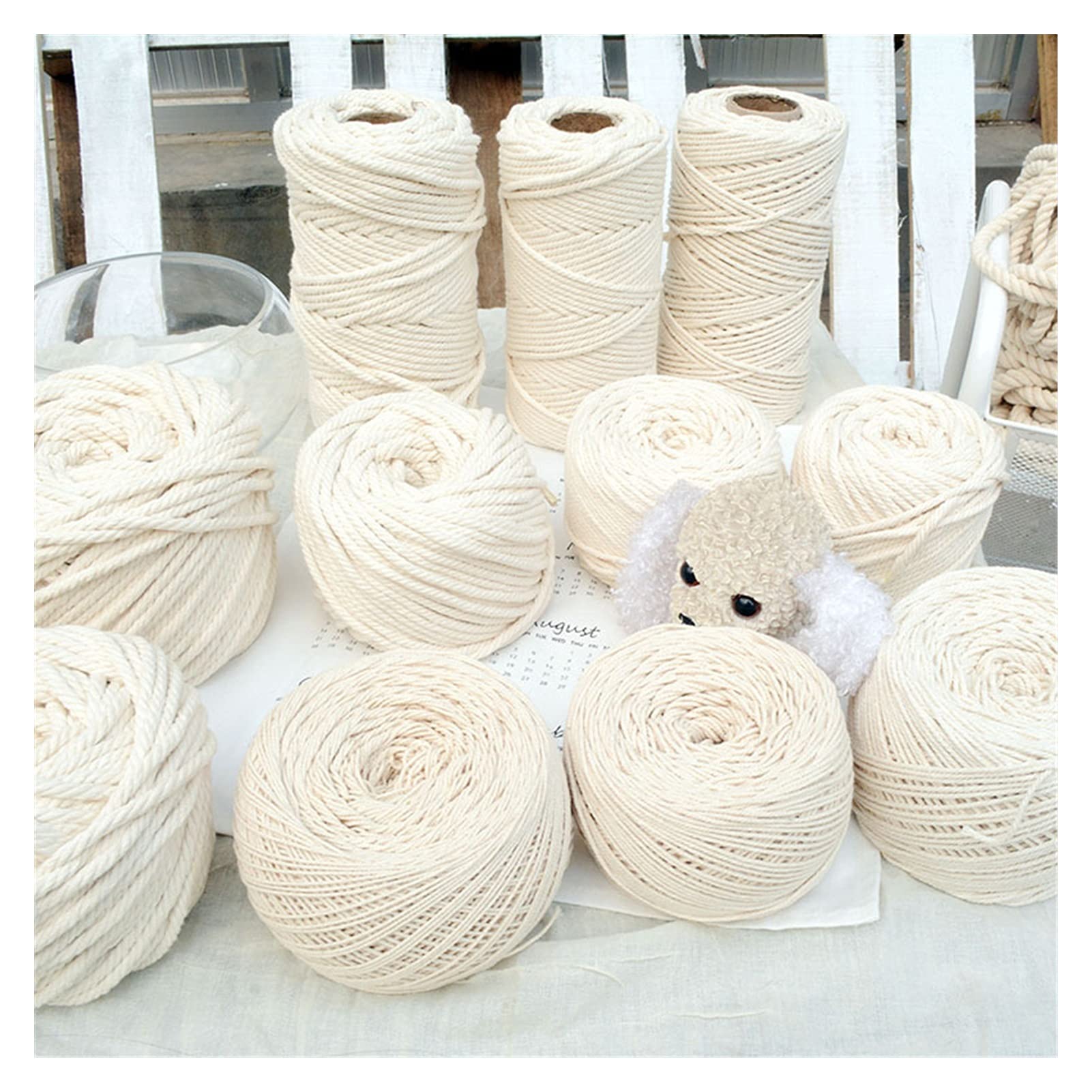 Cuerda de macramé Cuerda de macramé algodón Beige, Varios tamaños, Ideal for Manualidades, Regalos, Bodas y hogar(2mm 100m)