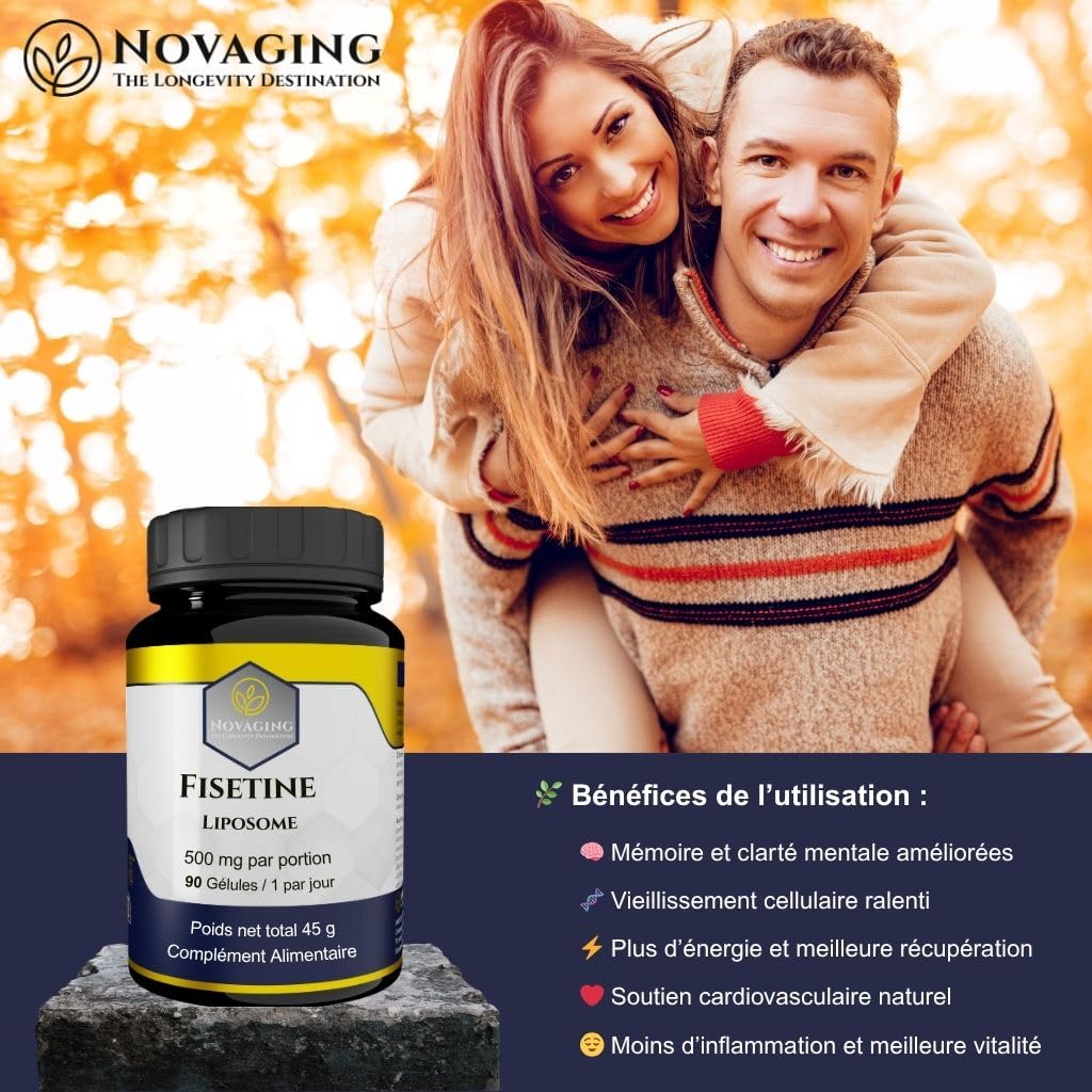 Fisetine Liposomale 500 mg 90 Gélules Vegan, 3 mois. | NovAging© Bio-disponibilité maximale. Anti-âge. flavonoïde naturel. Précisément dosé. Testé sans OGM ni allergènes.