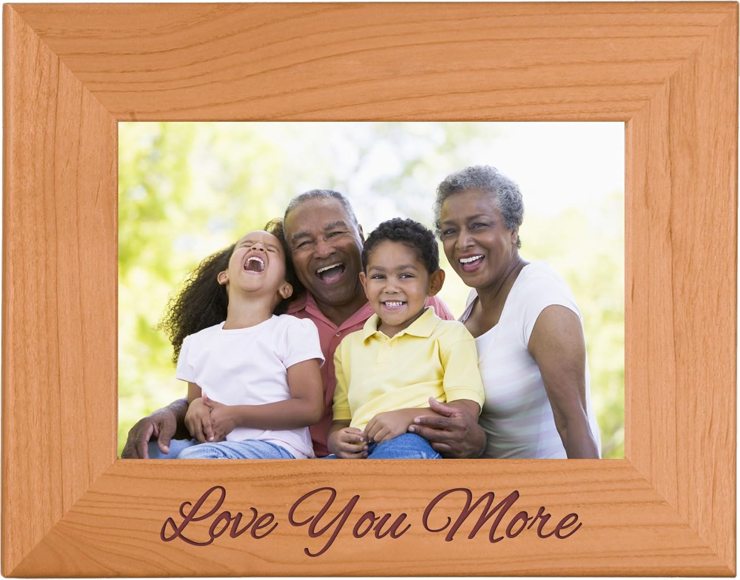 CustomGiftsNow Love You More - Engraved Wood Picture Frame Holds 4x6 Inch Photo