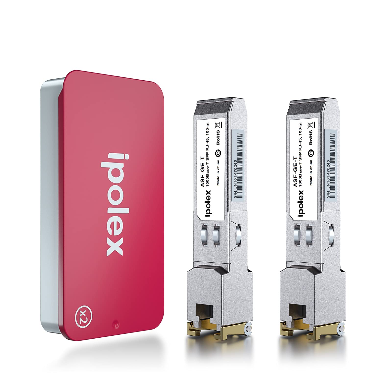 ipolex Gigabit SFP to RJ45 Copper SFP Transceiver 1000Base-T, 1.25G SFP-T Copper SFP Module, for Ubiquiti UniFi UF-RJ45-1G/UACC-CM-RJ45-1G, Mikrotik, Netgear, TP-Link and More(CAT5e/6,100m) 2-Pack