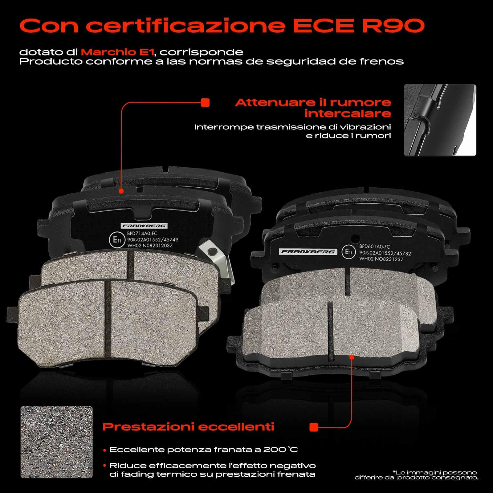 Frankberg 1 set freni incl. 4 dischi freno + 8 pastiglie freno anteriori e