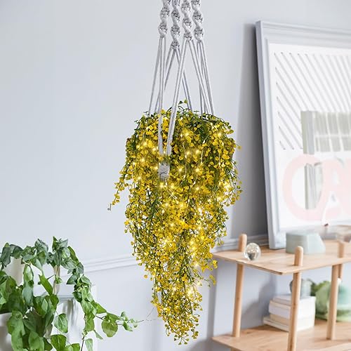 Miniatura 2 de NAHUAA 6 piezas de 31.5 pulgadas de vid colgante artificial al aire libre, vallas de ratán, lujosas guirnaldas colgantes de pared, porche, patio,